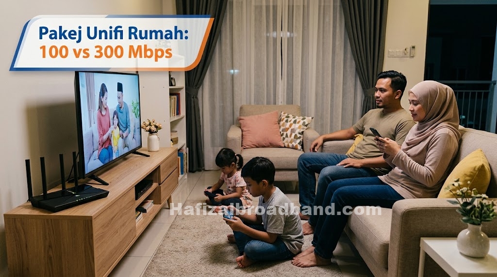 Perbandingan pakej internet rumah Unifi 100 Mbps dan 300 Mbps