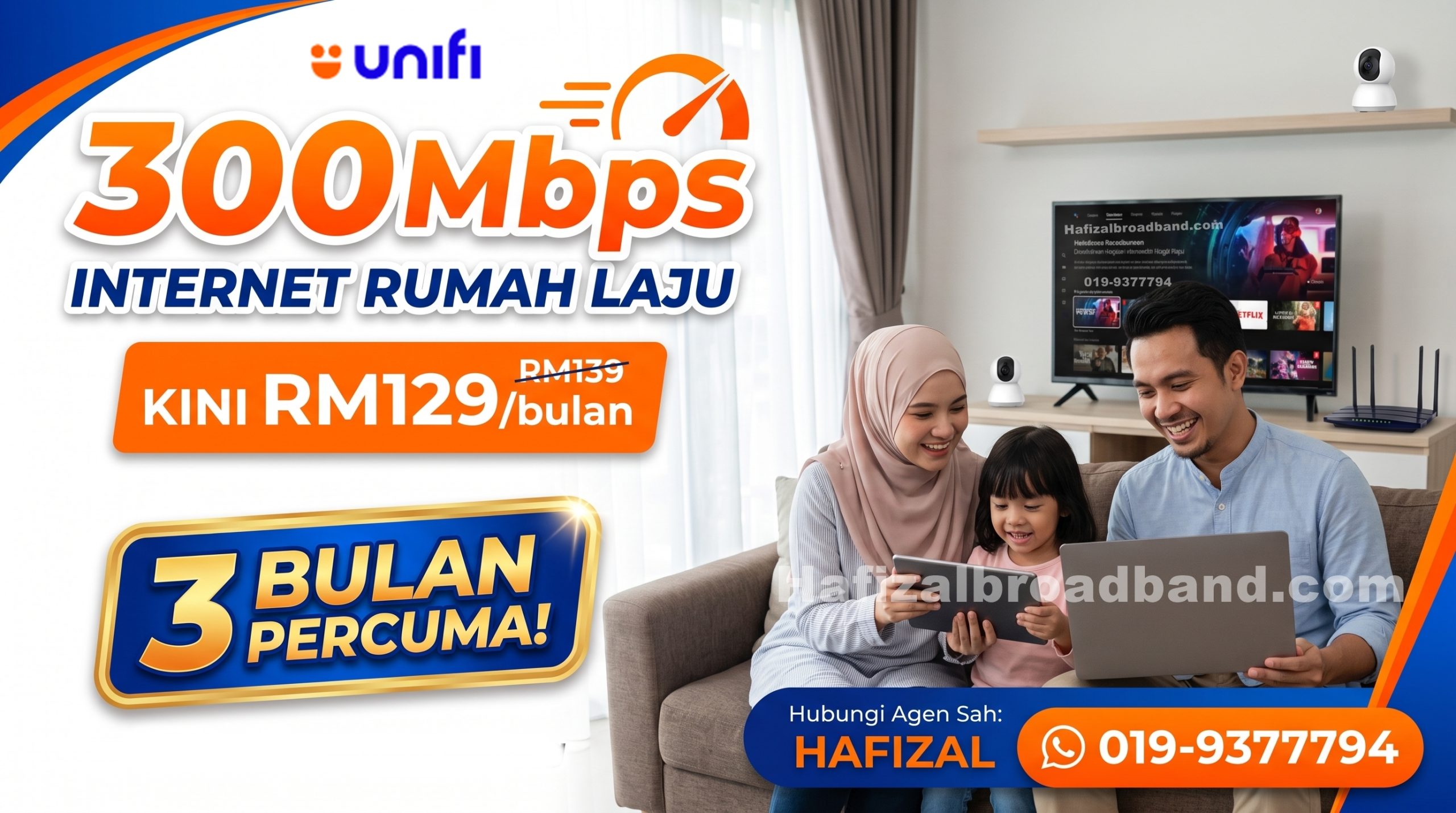 romosi pakej internet rumah Unifi 300Mbps RM129 sebulan percuma 3 bulan di Kuantan Pahang